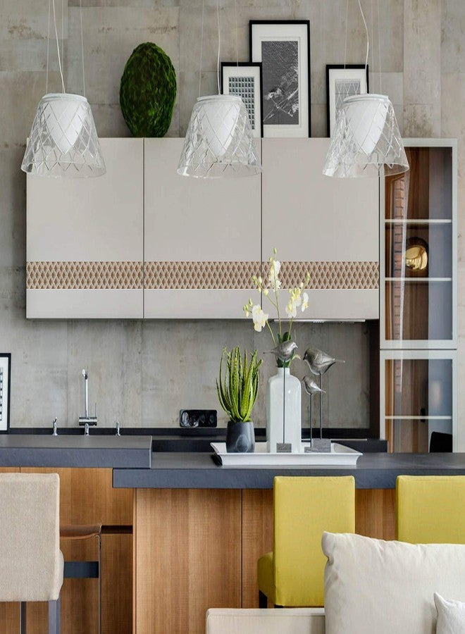 WallDesign ملصق حدودي من WallDesign - بنمط ماسي هندسي ثلاثي الأبعاد - 3 بوصات × 10 أقدام - لتزيين جدران المطبخ، أسطح العمل، والحمام - لفة PVC لامعة مقاومة للماء - Image 2